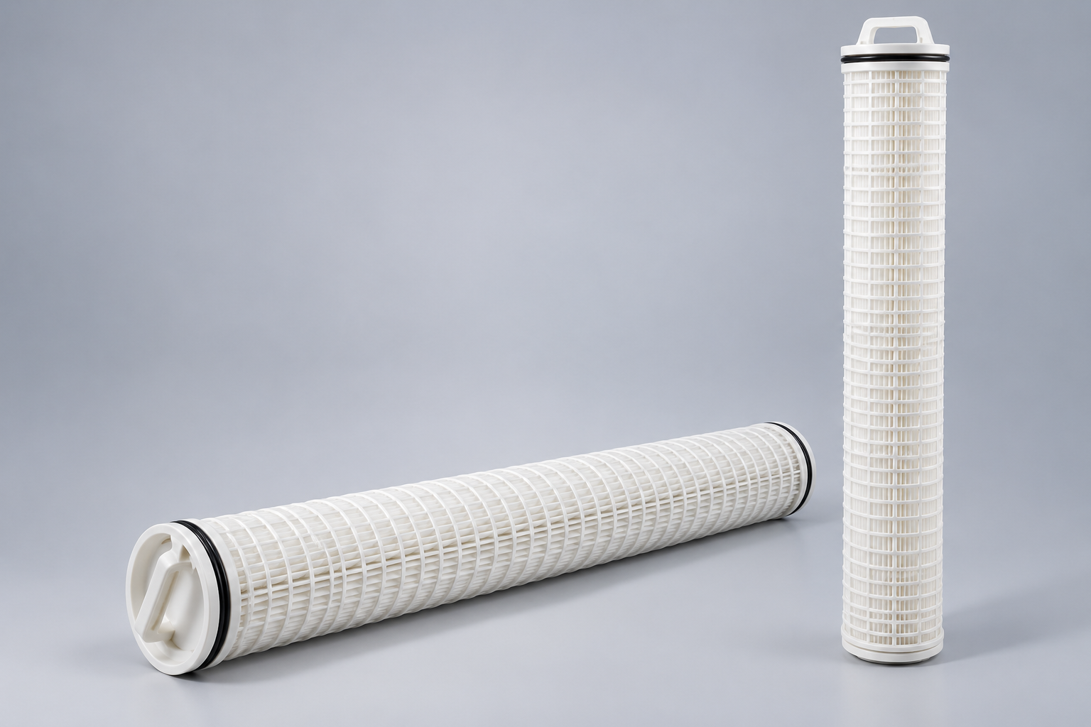 Illustration of pleated high-flow filter cartridges